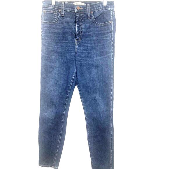 Madewell Skinny Jeans 29 Womens Blue 10" High Rise Skinny Medium Wash Stretch - Picture 1 of 5